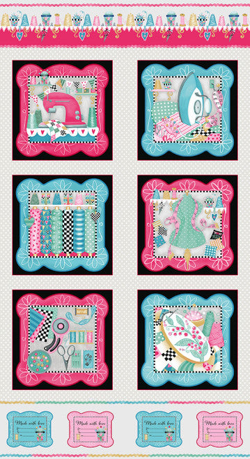 Sew, Sleep, Repeat! by Delphine Cubitt - Sewing Blocks Panel (Qty 1 = 1 Panel)