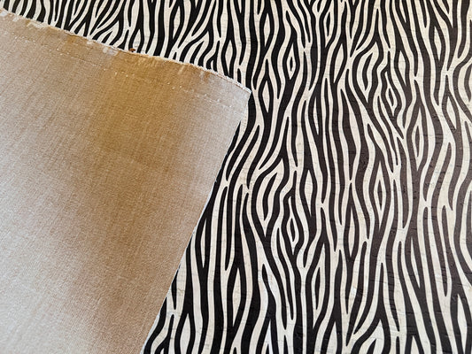 Cork Fabric - Zebra on White