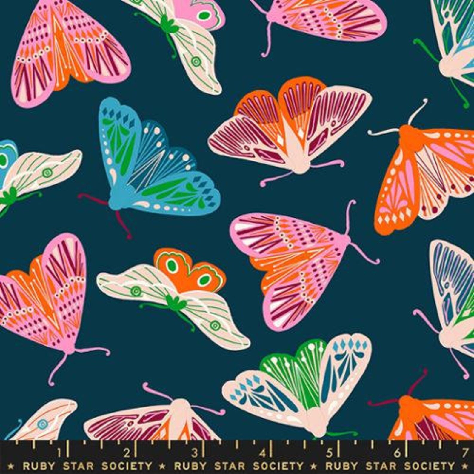 Flowerland by Melody Miller - Butterfly in Peacock (Qty 1 = 1/2 yd)