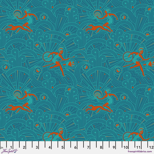 Mythical by Stacy Peterson - Powerhouse in Dark Teal (Qty 1 = 1/2 yd)