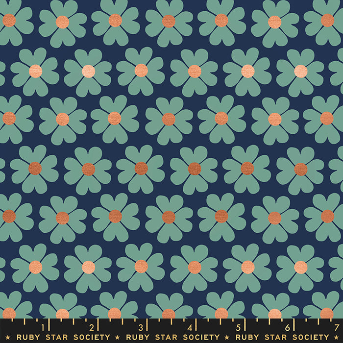 Unruly Nature by Jen Hewett - Daisy in Navy (Qty 1 = 1/2 yd)