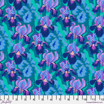 Mythical by Stacy Peterson - Small Mythical Iris in Deep Blue (Qty 1 = 1/2 yd)