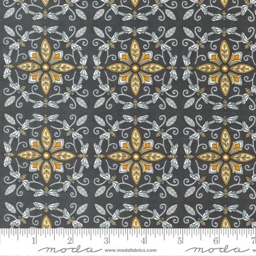 Honey Lavender for Moda - Bumble Bee Tiles in Charcoal (Qty 1 = 1/2 yd)