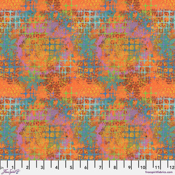 Butterfly Fields by Sue Penn - Crosshatch in Orange (Qty 1 = 1/2 yd)