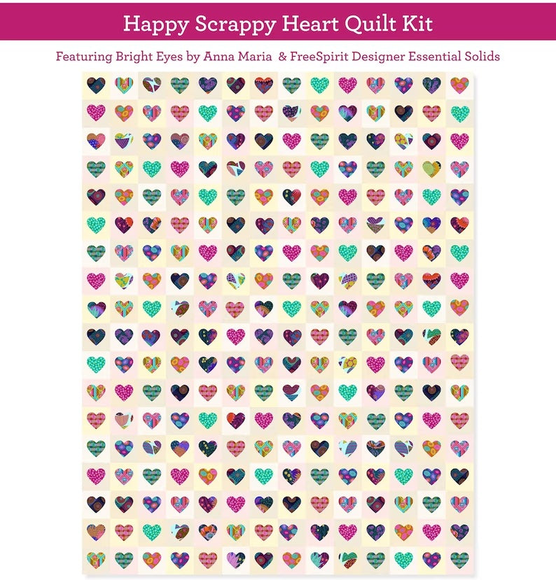 Happy Scrappy Heart Quilt Kit | Bright Eyes fashion Fabric by Anna Marie