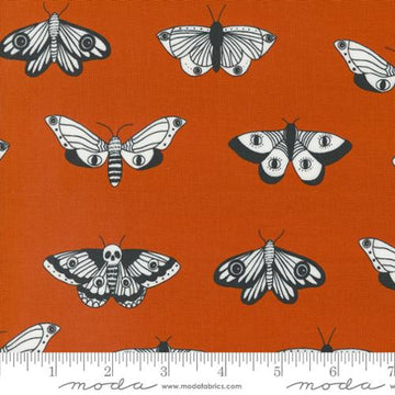 Noir by Alli K Design - Mystic Moth in Orange (Qty 1 = 1/2 yd)