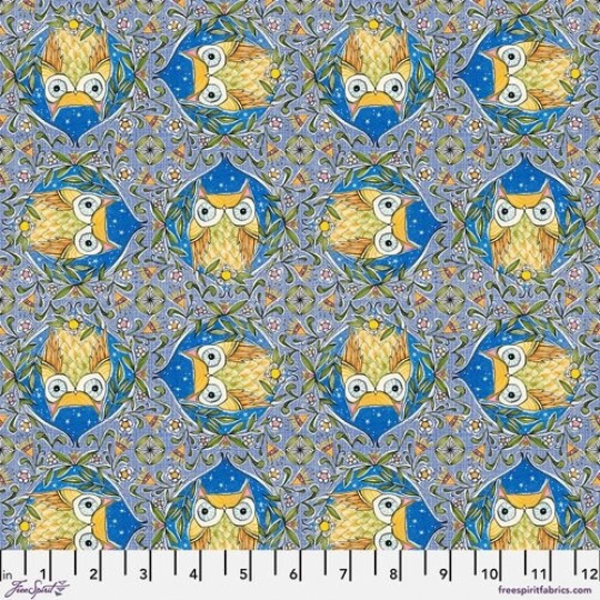 Well Owl Be by Cori Dantini - Nite Owl Blue (Qty 1 = 1/2 yd)