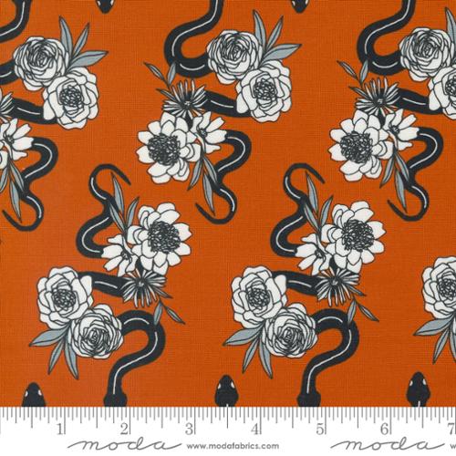 Noir by Alli K Design - Slithering Snakes in Orange (Qty 1 = 1/2 yd)