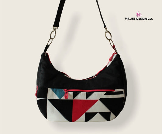Custom Handbag - Black Nylon with Cotton Accents