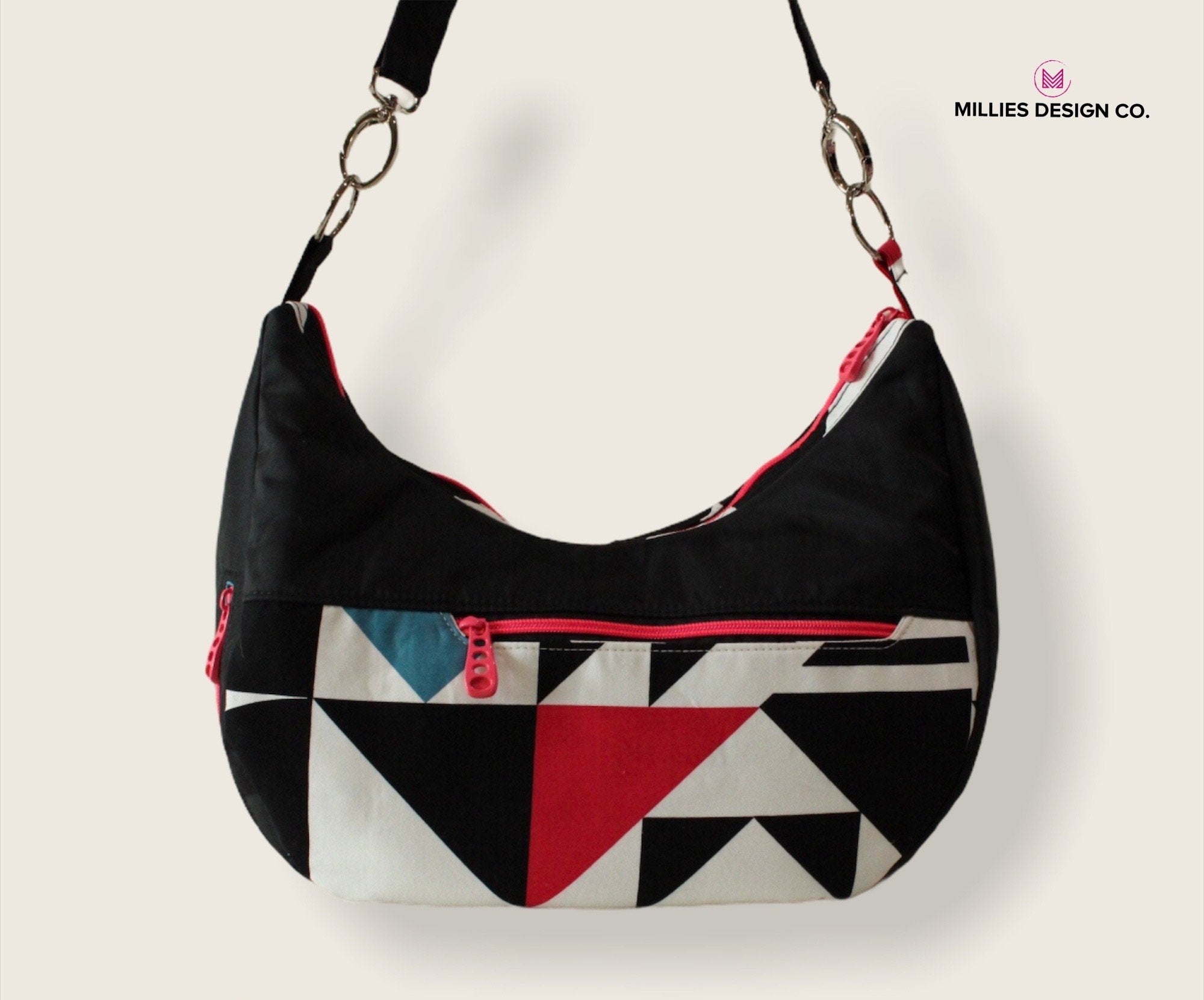 Custom Handbag - Black Nylon with Cotton Accents