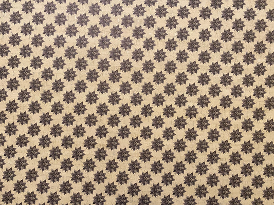 Cork Fabric - White Cork with Black Flower