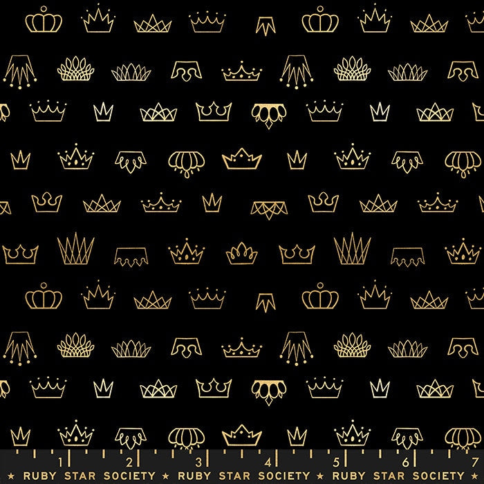 Reign by Rashida Coleman Hale - Coronation Metallic in Black (Qty 1 = 1/2 yd)