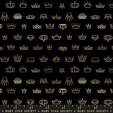 Reign by Rashida Coleman Hale - Coronation Metallic in Black (Qty 1 = 1/2 yd)