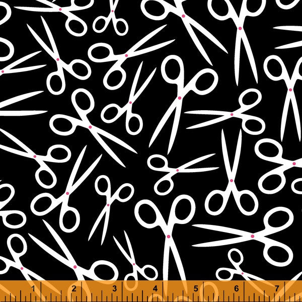 Sew Good by Deborah Fisher - Scissors in Black (Qty 1 = 1/2 yd)