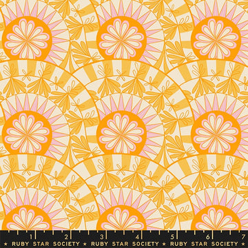 Camellia by Melody Miller - Hibiscus in Bananas (Qty 1 = 1/4 yd)