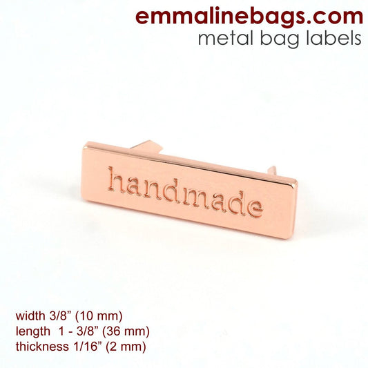 Metal Bag Label - "handmade"