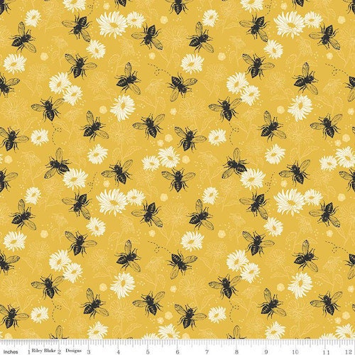 Honey Bee by My Minds Eye - Floral in Daisy (Qty 1 = 1/2 yd)
