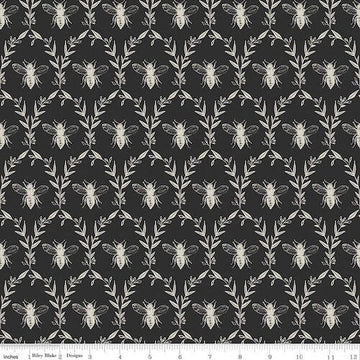 Honey Bee by My Minds Eye - Damask in Black (Qty 1 = 1/2 yd)