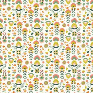Swan Paraiso by RJR Studio - Flowers in Paradise Green Coral (Qty 1 = 1/2 yd)