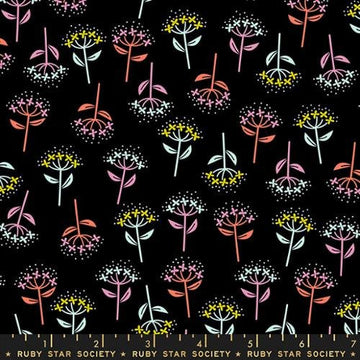 Adorn by Rashida Coleman Hale - Bloom Flowers in Black (Qty 1 = 1/2 yd)