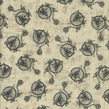 Alternative Age by Urban Essence - Bicycles in Parchment (Qty 1 = 1/2 yd)