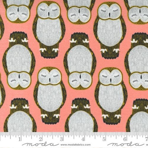 Nocturnal by Gingiber - Sleeping Owls in Primrose (Qty 1 = 1/2 yd)