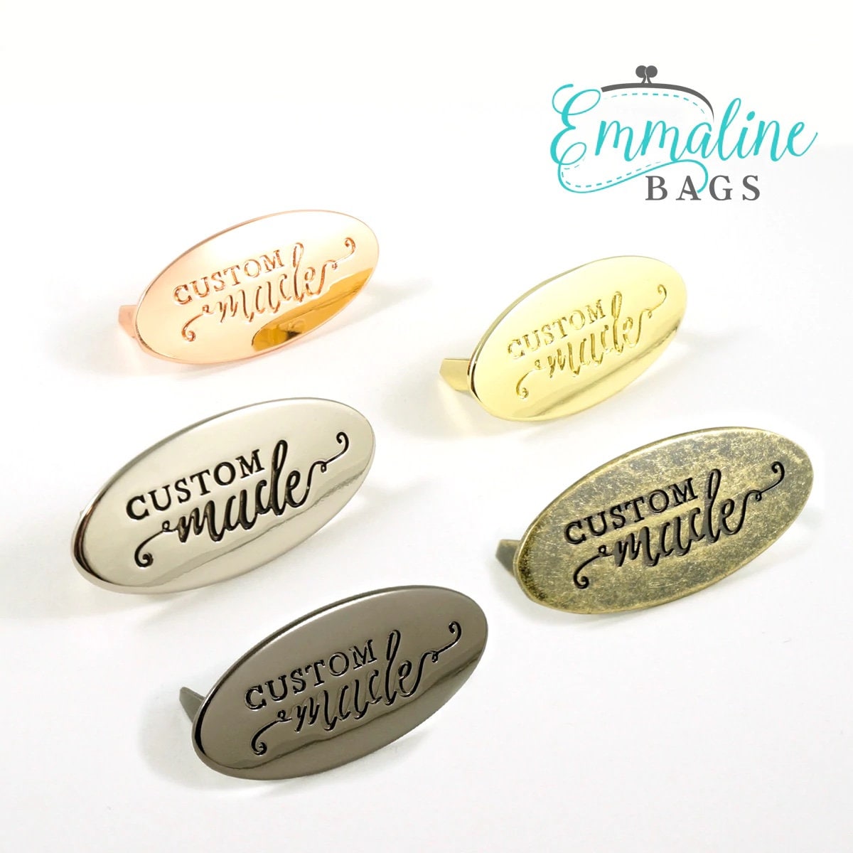 Metal Bag Label - Oval With "Custom Made"