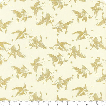 Curio by Melody Miller - Goldfish in Natural Metallic (Qty 1 = 1/2 yd)