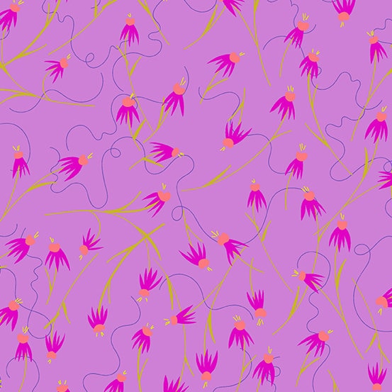 Wildflowers by Alison Glass - Coneflower in Lilac (Qty 1 = 1/2 yd)