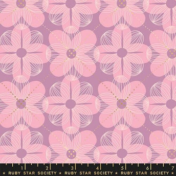Floradora by Jen Hewett - Metallic Lupine (Qty 1 = 1/2 yd)