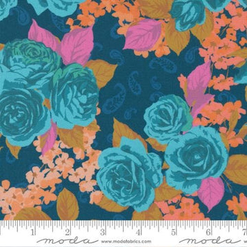 Paisley Rose by Crystal Manning - Prussian in Blue (Qty 1 = 1/2 yd)