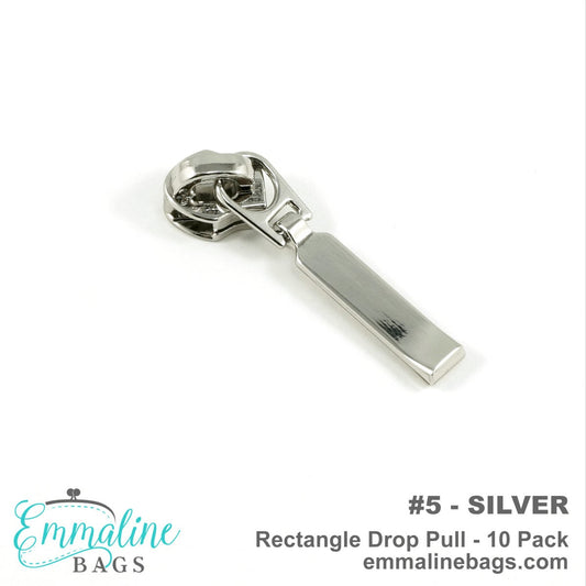 Zipper Slides Size #5 Rectangle Drop Pull 10 Pack