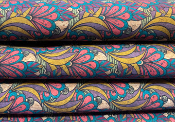 Cork Fabric - Art Deco Bright Floral