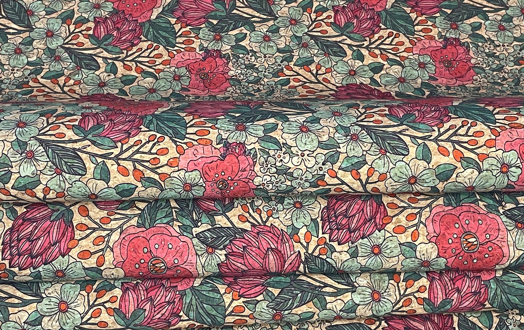 Cork Fabric - Blooming Artichoke Print