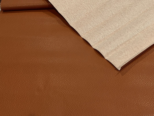Lightweight Faux Leather - Saddle Brown Textured Vinyl