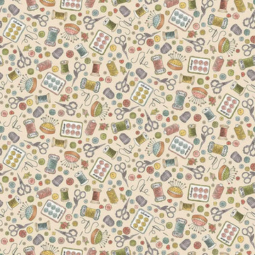 Atelier by Makower UK - Notions in Cream (Qty 1 = 1/2 yd)