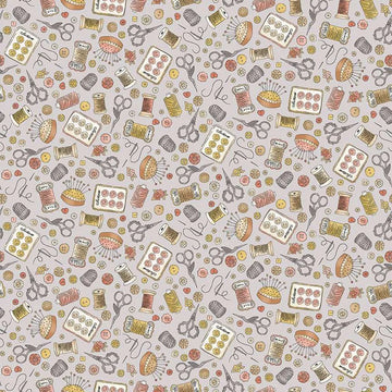 Atelier by Makower UK - Notions in Grey (Qty 1 = 1/2 yd)