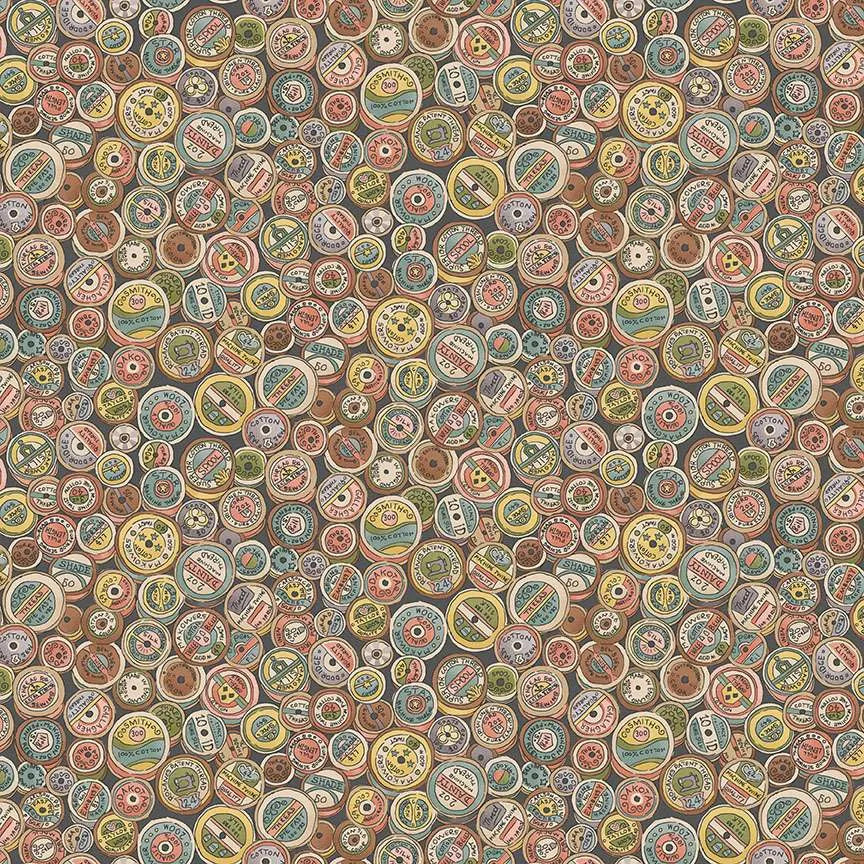 Atelier by Makower UK - Spool in Grey (Qty 1 = 1/2 yd)