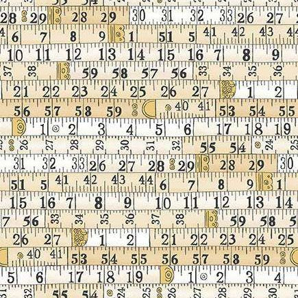 Atelier by Makower UK - Measurements in Cream (Qty 1 = 1/2 yd)