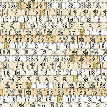 Atelier by Makower UK - Measurements in Cream (Qty 1 = 1/2 yd)