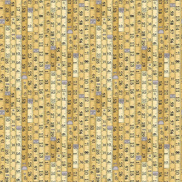 Atelier by Makower UK - Measurements in Yellow (Qty 1 = 1/2 yd)
