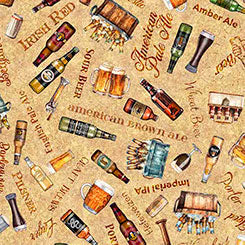 Brewmaster by QT Fabrics - Beer Toss in Tan (Qty 1 = 1/2 yd)