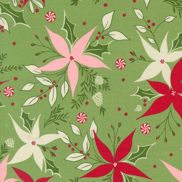 Once Upon A Christmas by Sweetfire Road - Poinsettia Dance in Light Green (Qty 1 = 1/2 yd)