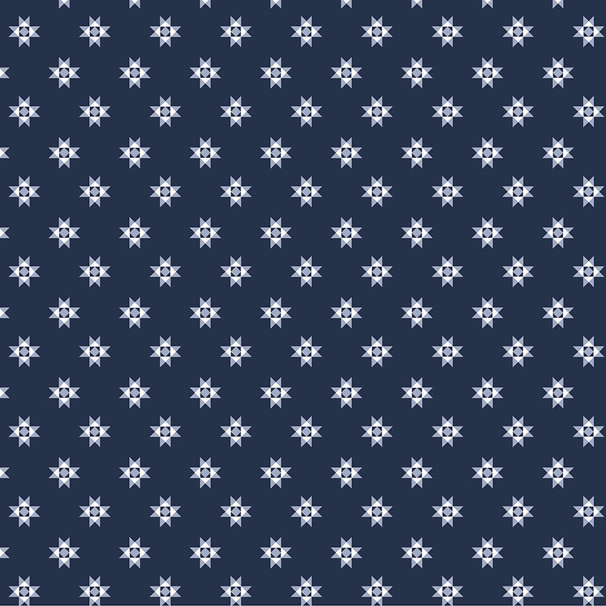 Front Porch by Allison Harris - Quilt Star in Navy (Qty 1 = 1/2 yd)