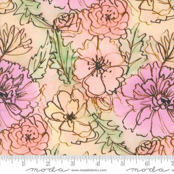 Blooming Lovely by Janet Clare - Watercolor Bouquet in Petal (Qty 1 = 1/2 yd)