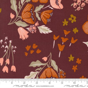 Folk Lore by Fancy That Design House - Garden Tales in Burgundy (Qty 1 = 1/2 yd)