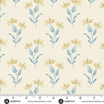 Beach House by Andover - Sea Lavender in Cream (Qty 1 = 1/2 yd)