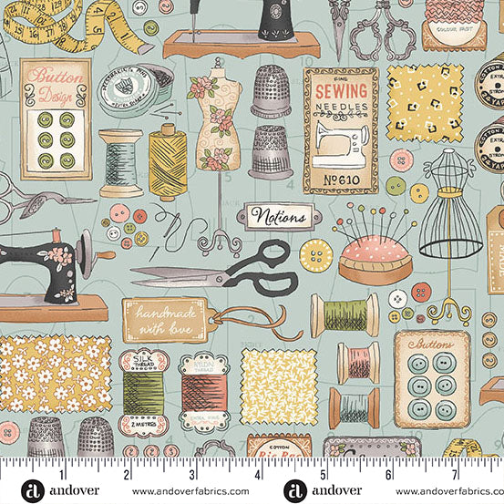 Atelier by Makower UK - Couture in Blue (Qty 1 = 1/2 yd)