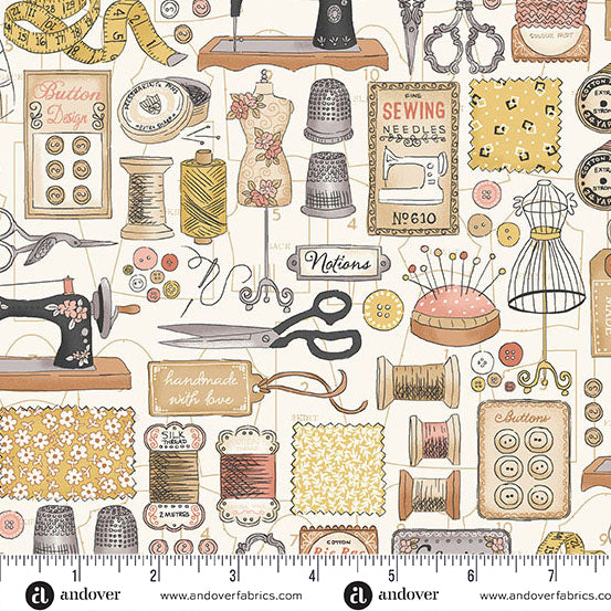 Atelier by Makower UK - Couture in Cream (Qty 1 = 1/2 yd)