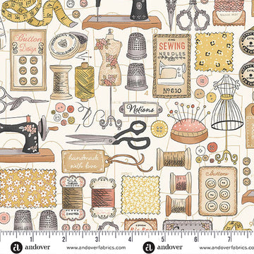 Atelier by Makower UK - Couture in Cream (Qty 1 = 1/2 yd)